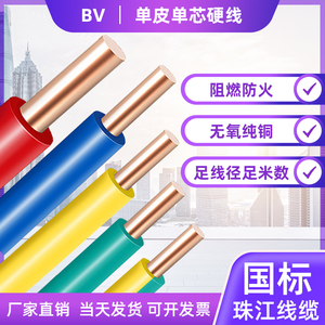 阻燃电线BV纯铜国标1.5/2.5/4/6/10平方铜芯线家用硬线电线单股线