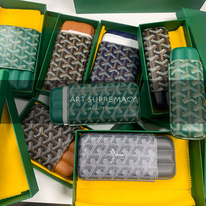 【art supremacy】法国正品代购goyard雪茄盒灰 棕绿 2/3/4支装