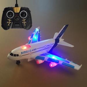 儿童灯光音效遥控飞机充电A380客机地上跑的航天模型电动摇控玩具