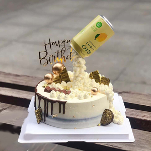 网红ins风悬浮反重力可乐喝酒男士水果生日蛋糕全国广州同城配送