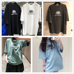正品代购balenciaga/巴黎世家21春夏字母bb锁扣印花短袖t恤男女款