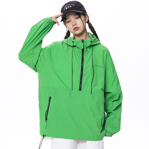 spmx夏季新款超薄冰丝防晒衣男半拉链防紫外线连帽外套潮牌防晒服