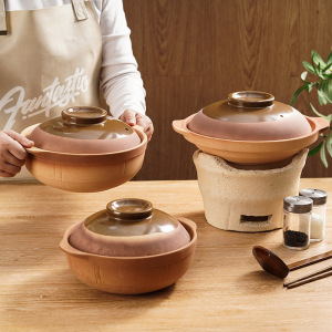 老土砂锅老式粗土陶瓷商用煲仔饭茄子煲家用耐高温可干烧浅口沙锅