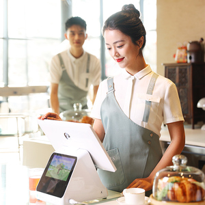 奶茶店工作服短袖蛋糕店咖啡西餐厅服务员工作服定制餐饮店女夏装