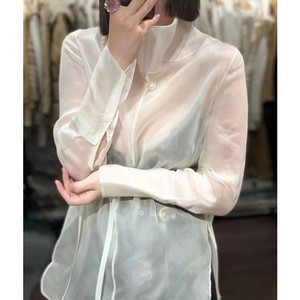 欧根纱透视衬衫