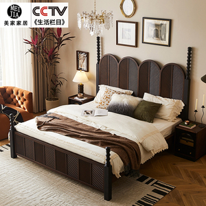 美式复古雕花维拉尔法式中古风实木大床简约现代主卧双人床婚床
