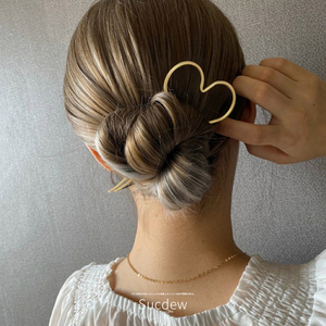 简约时尚金属哑光发簪头饰女后脑勺盘发器丸子头神器气质簪子发饰