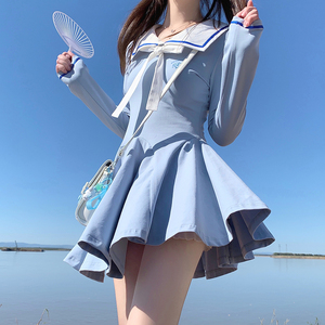 海月社原创 云朵少女学院风气质水手服海军连衣裙女奶甜辣裙子