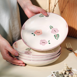 陶瓷7寸盘子家用菜盘日式2024新款釉下彩碗盘餐具碟子深盘高级感