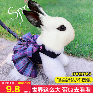 兔子牵引绳可伸缩遛宠物小侏儒垂耳兔专用的衣服防挣脱可爱溜绳子
