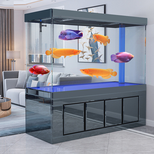 鱼缸大型客厅水族箱屏风超白玻璃金鱼缸免换水底滤高端专用龙鱼缸