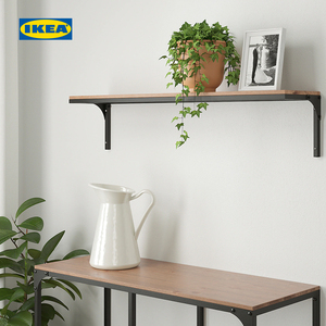 ikea宜家fjallbo耶伯墙搁板托板装饰架花架实木金属黑色工业风