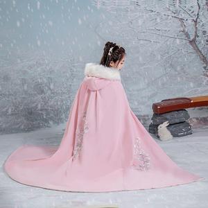 古装汉服披风中国风加绒加厚冬款长款披肩毛领斗篷女秋冬保暖外套