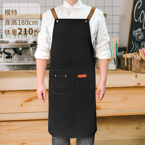 围裙男士专用大号厨房防水防油可调节肩带长款大码印字工作服