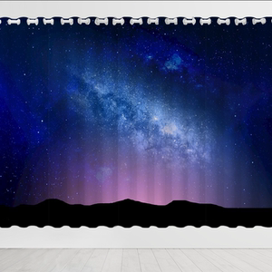 3d蓝色梦幻星空窗帘网红直播背景布北欧卧室客厅阳台遮光布免打孔