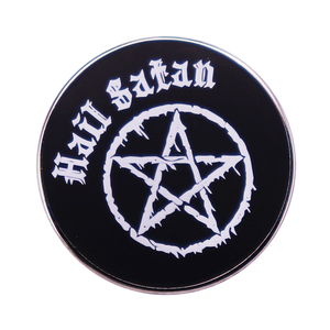 撒旦万岁胸针邪恶魔鬼标志五角星徽章万圣节配饰
