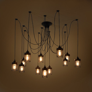 复古美式工业灯架仙女散花吊灯个性diy满天星艺术吊灯现货扁铁