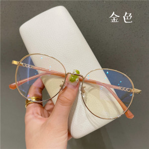 金色近视眼镜圆框女可配镜片有度数韩版潮网红款眼睛架男文艺复古