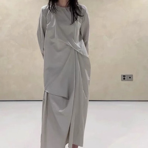 灰色衬衫连衣裙2024新款女春秋茶歇法式超好看小众设计师长袖裙子