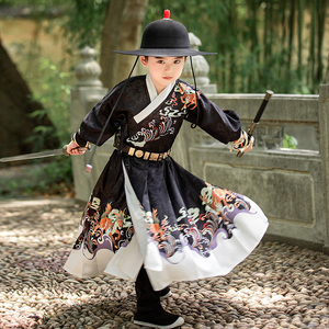 儿童汉服男童明制锦衣卫飞鱼服古风秋冬男孩古装武侠风演出服冬款