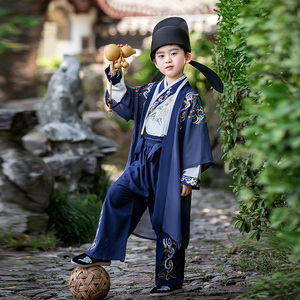 汉服男童宋代正统秋款小男孩古风帅气演出服2023新款秋季儿童古装
