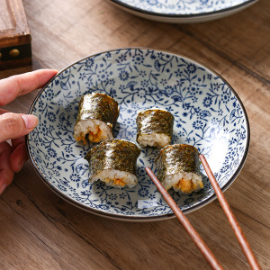 特色餐厅美食器盘子复古风凉菜拌饭盘寿司碟子陶瓷商用饭店盖浇饭