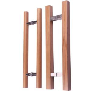 玻璃门实木拉手雕刻大门拉手原木把手定制现代简约圆柱形方形门把