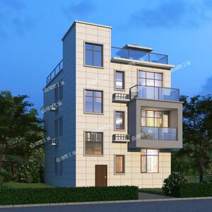 3258现代风三层小户型别墅设计图纸两间带阳台平顶简单农村自建房