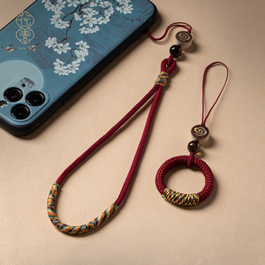 古风手机链挂绳短款u盘挂件女男编织指环扣钥匙防丢挂饰吊绳
