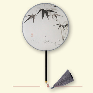 墨竹画真丝团扇中国风扇子汉服古典宫廷宫扇团扇半透明丝圆扇竹