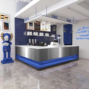 简约现代不锈钢奶茶店吧台收银台商用理发店甜品店烘焙店前台定制