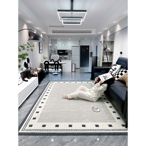 梵高Roya现代简约地毯客厅进口羊毛意式极简黑白灰色卧室轻奢高级