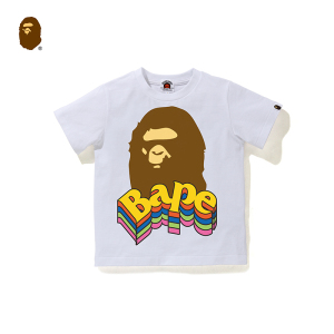bape童装秋冬猿人头层叠字母印花彩色印花短袖t恤310605h