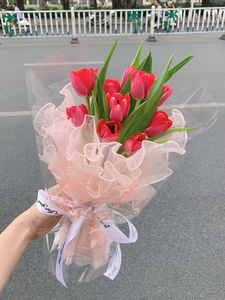 00恒越鲜花包装材料淘宝韩式波浪纱鲜花花束包装网纱包花纸材料玫瑰