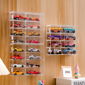 可挂墙风火轮收纳盒合金小汽车模型TOMICA1:64儿童玩具多美卡透明