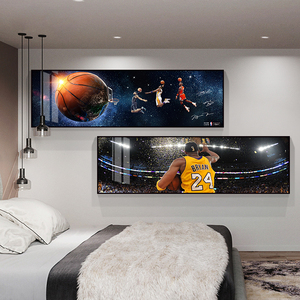 科比画像装饰画墙壁海报篮球卧室挂画床头壁画青春少年房间横版