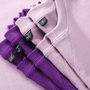 340g淡紫色香芋紫重磅纯棉紫色葡萄紫卫衣宽松毛圈圆领上衣男女秋