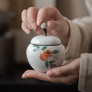 手绘茶叶罐小号便携家用陶瓷迷你密封存储罐防潮茶仓存茶叶小罐子
