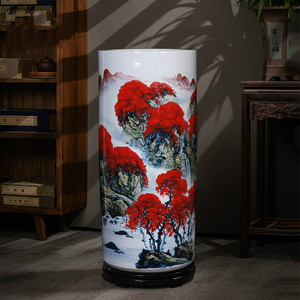 景德镇陶瓷花瓶书画缸卷轴缸客厅书房字画收纳雨伞桶画缸落地摆件