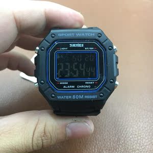 时刻美1496方块手表时尚运动防水夜光多功能电子表 海淘05-h401