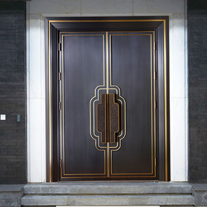 纯铜安全农村家用双开对开高档户外防晒真铜家用定做别墅真铜大门