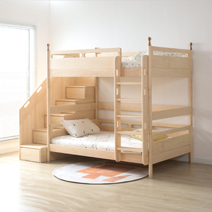 阿木童话 北欧实木儿童床上下床子母床带护栏双层床硬枫木单人床