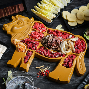 创意密胺仿瓷潮汕牛肉火锅牛形餐盘全牛宴专用牛肉分部位拼盘盘子