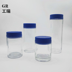 试剂瓶蓝盖广口瓶玻璃透明采样瓶大口PTFE垫片土壤瓶化学玻璃瓶