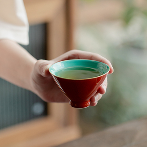 拓土故宫红陶瓷茶杯个人专用主人杯单个杯品茗杯喝茶杯子功夫茶具