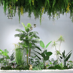 仿真绿植景观植物装饰室内墙角楼梯下空间造景商场橱窗酒店布置