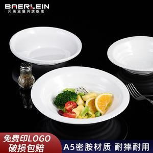 密胺斜口菜碗商用餐厅饭店专用仿瓷塑料中式耐高温防摔炒菜盘餐具
