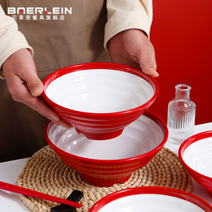 面馆专用面碗双色仿瓷碗商用麻辣烫螺蛳粉碗塑料密胺餐具汤粉面碗