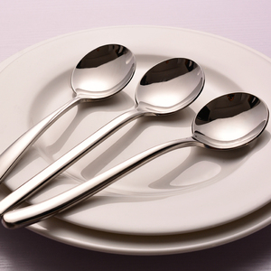 不锈钢西餐具汤勺子汤羹韩式不锈钢餐勺吃饭勺西餐圆调羹汤匙汤更