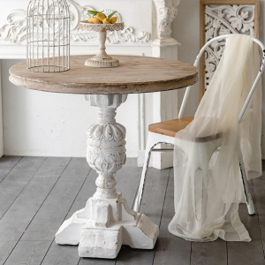 欧式小桌子实木复古艺术设计感小茶几阳台小户型民宿做旧圆桌角几